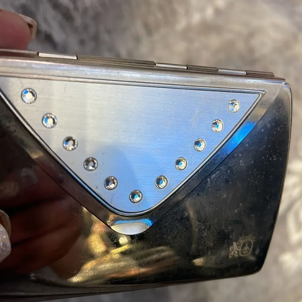 Antique/ Vintage Colibri of London Clear Bejeweled / Swarovski crystal mirror